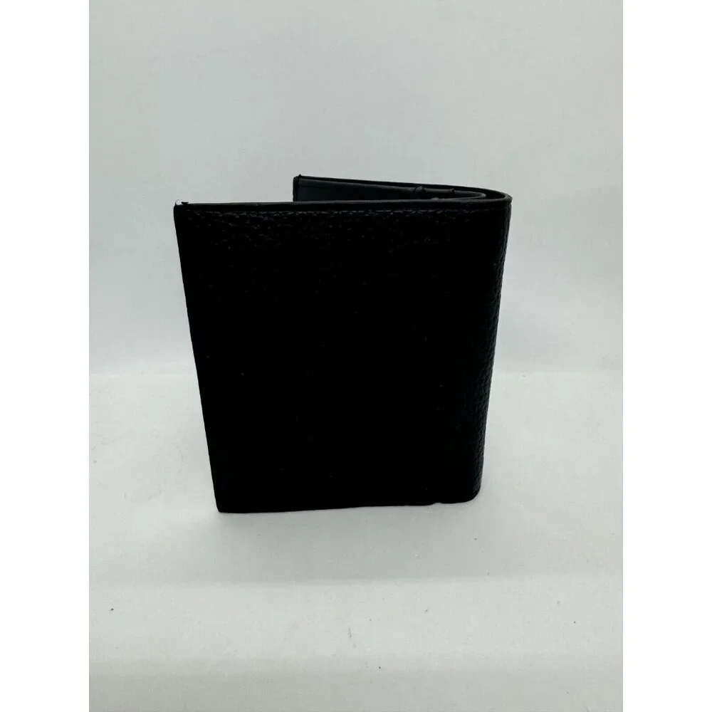 DKNY pebbled faux-leather foldable men's wallet cardcase RFID- Black/Dark navy